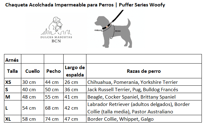 Abrigo Acolchado Impermeable para Perros Color Splash | Puffer Series Woofy - Dulces Mascotas BCN