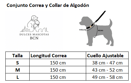 Conjunto Correa y Collar de Cuero y Algodón Lujo Real – Lemon Squeeze - Dulces Mascotas BCN