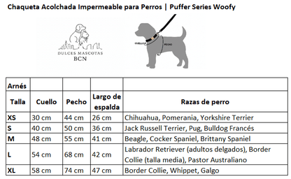Abrigo Acolchado Impermeable para Perros Color Splash | Puffer Series Woofy - Dulces Mascotas BCN