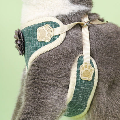 Arnés Floral Verde Ajustable para Gatos - Dulces Mascotas BCN