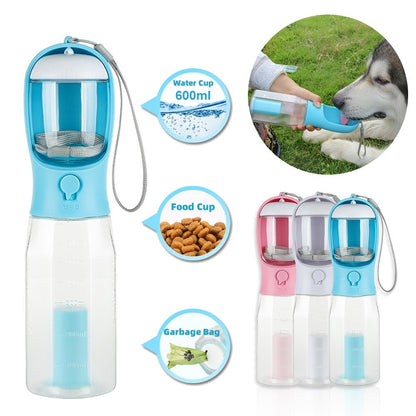 Botella de agua portátil, comedero, bebedero (600 ml) - Dulces Mascotas BCN