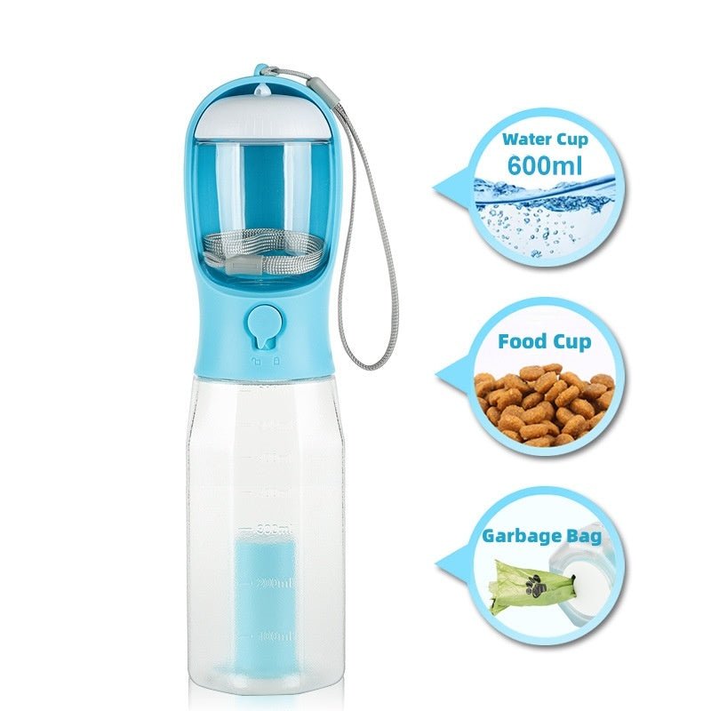 Botella de agua portátil, comedero, bebedero (600 ml) - Dulces Mascotas BCN