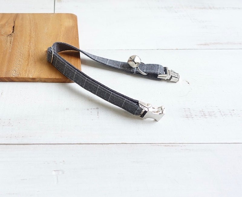 COLLAR - CHARCOAL PLAID - Dulces Mascotas BCN