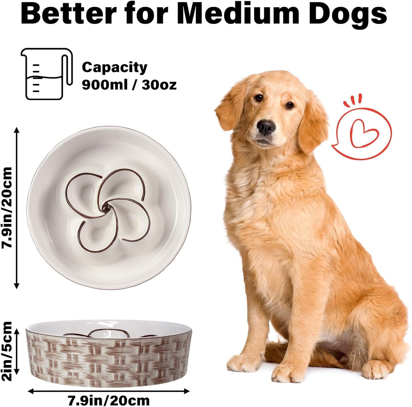 Comedero Antivoracidad de Cerámica para Perros Medianos y Grandes - Dulces Mascotas BCN