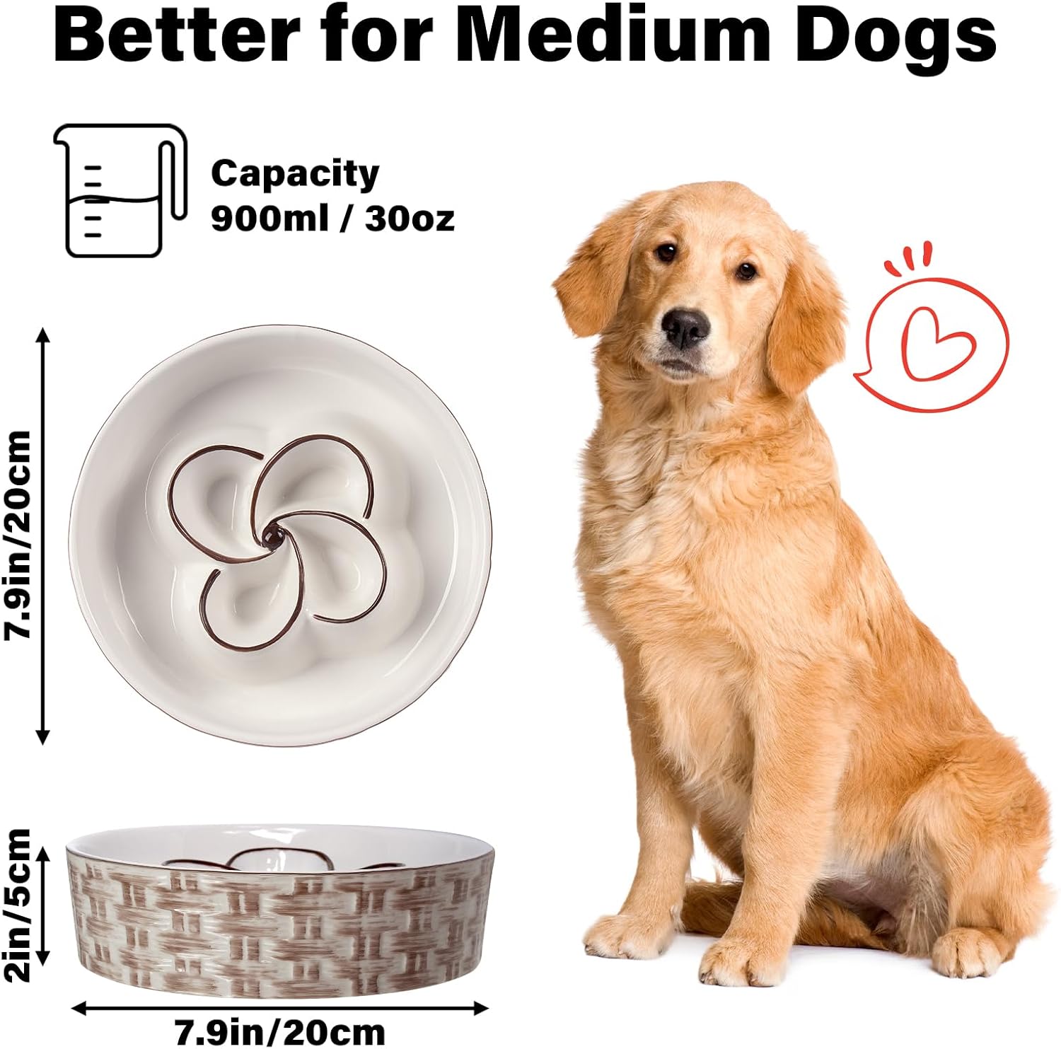 Comedero Antivoracidad de Cerámica para Perros Medianos y Grandes - Dulces Mascotas BCN