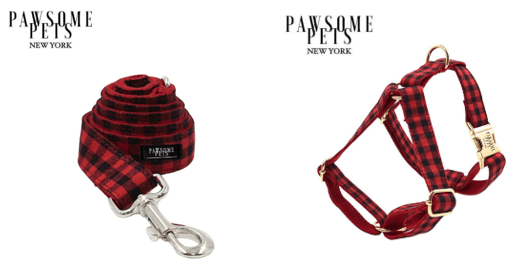 Conjunto Correa y Arnés Step - In - Rojo y Negro a Cuadros - Dulces Mascotas BCN
