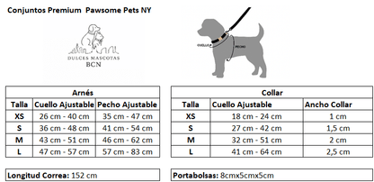 Conjunto de Paseo Pawsome Pets New York – Vermellón Francés (5 piezas) - Dulces Mascotas BCN