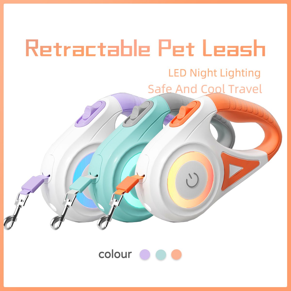 Correa Retráctil para Perros con Luz LED | Freno Automático 3m y 5m - Dulces Mascotas BCN