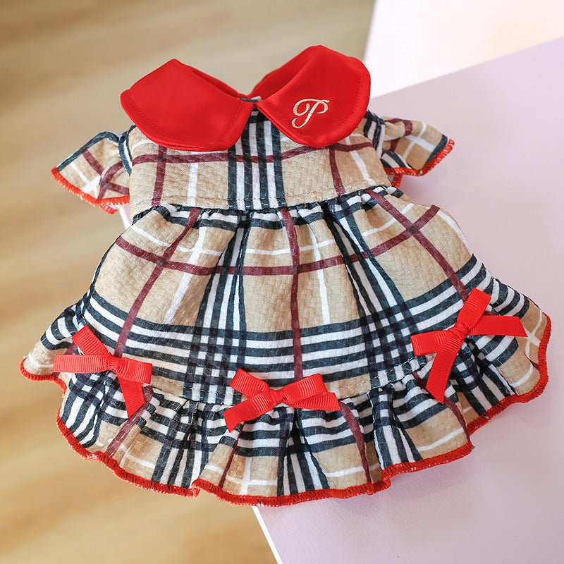 Elegant Princess Dress para Mascotas - Beige y Cuadros - Dulces Mascotas BCN