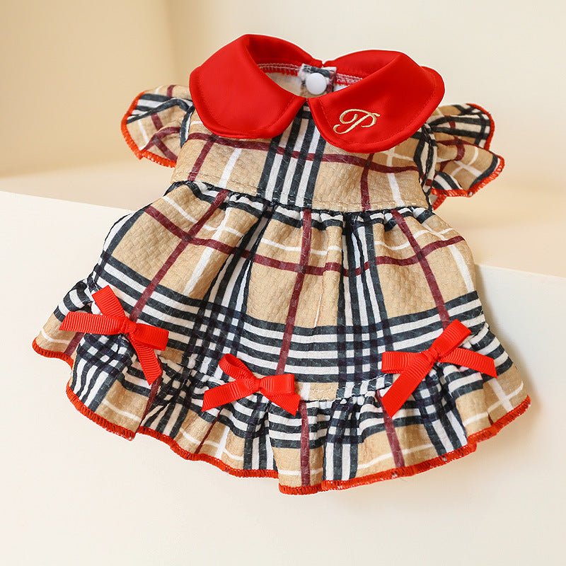 Elegant Princess Dress para Mascotas - Beige y Cuadros - Dulces Mascotas BCN