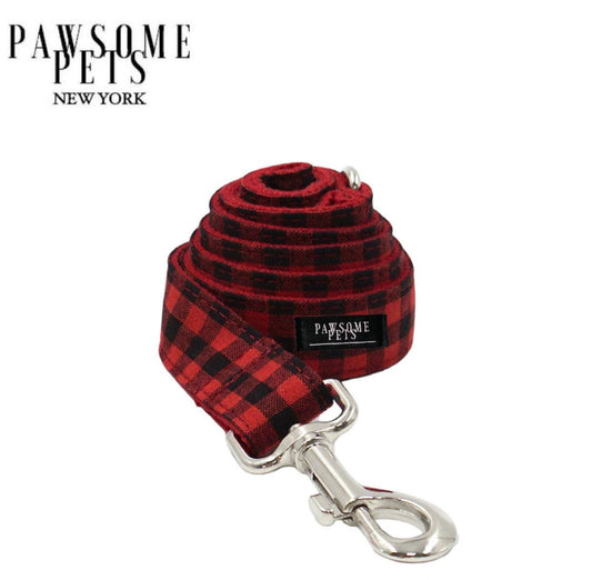Elegante Correa Pawsome Pets New York - Cuadros Rojos y Negros - Dulces Mascotas BCN