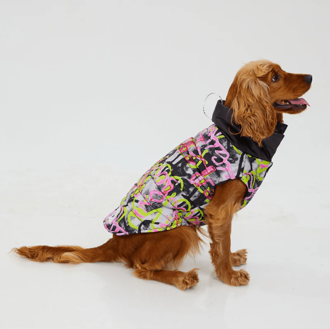 Graffiti Wasserdichte Pufferjacke - Dulces Mascotas BCN