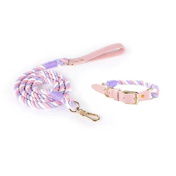 Luxe Royal Leather Rope Leash and Collar Set - Sweet Dream - Dulces Mascotas BCN