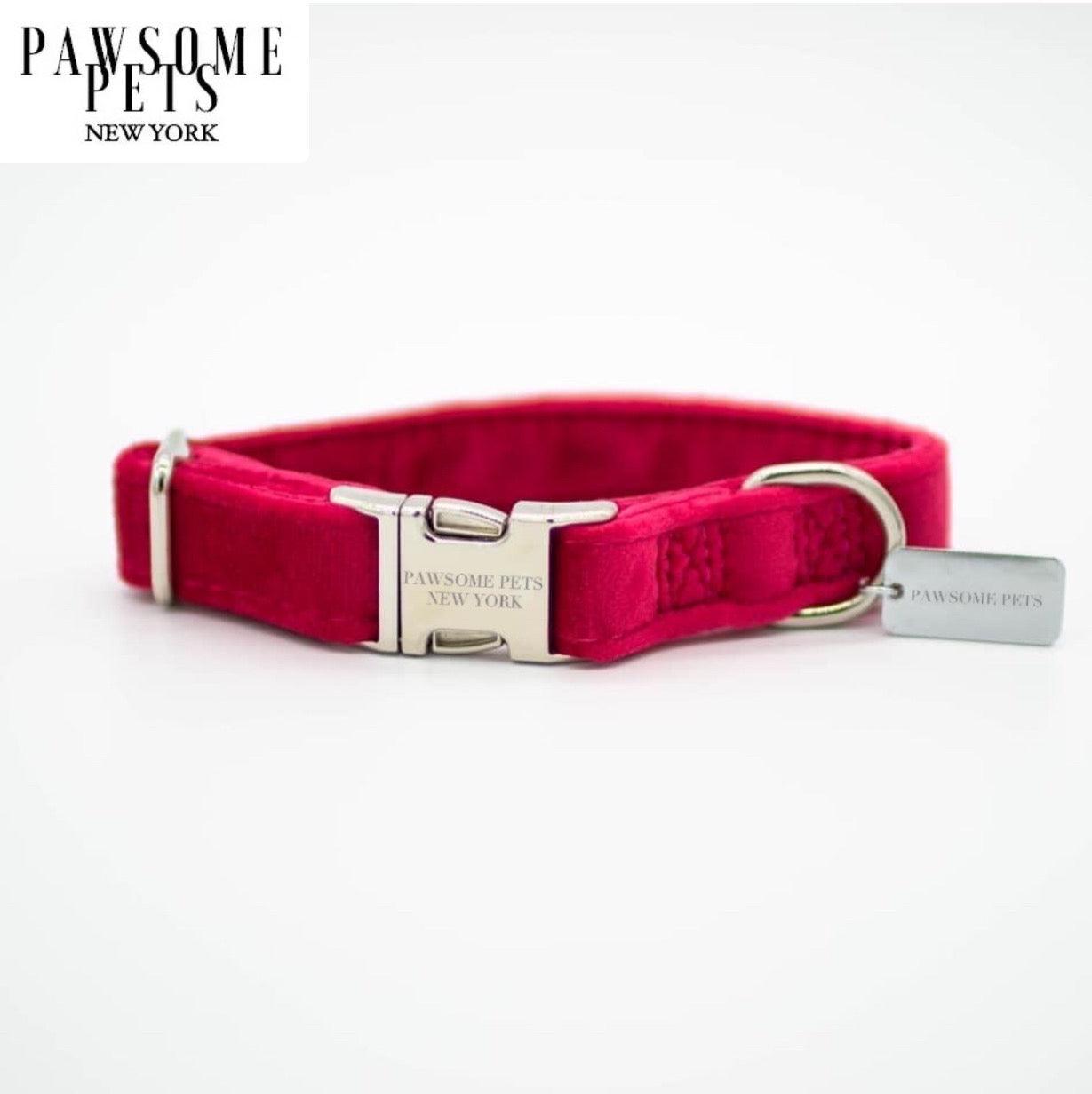 SMALL SIZE DOG & CAT COLLAR - ROSE RED VELVET - Dulces Mascotas BCN