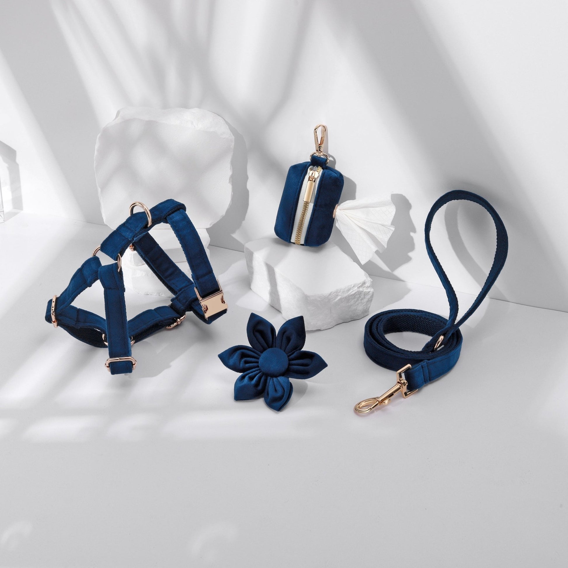 STEP IN FLORAL BUNDLE - NAVY BLUE (4 pieces) - Dulces Mascotas BCN