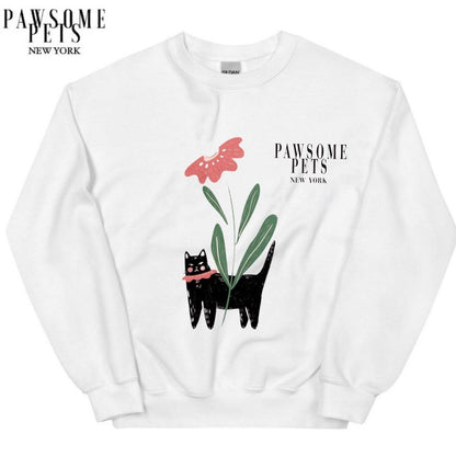 SWEATSHIRT - BLACK CAT WITH FLOWER - Dulces Mascotas BCN