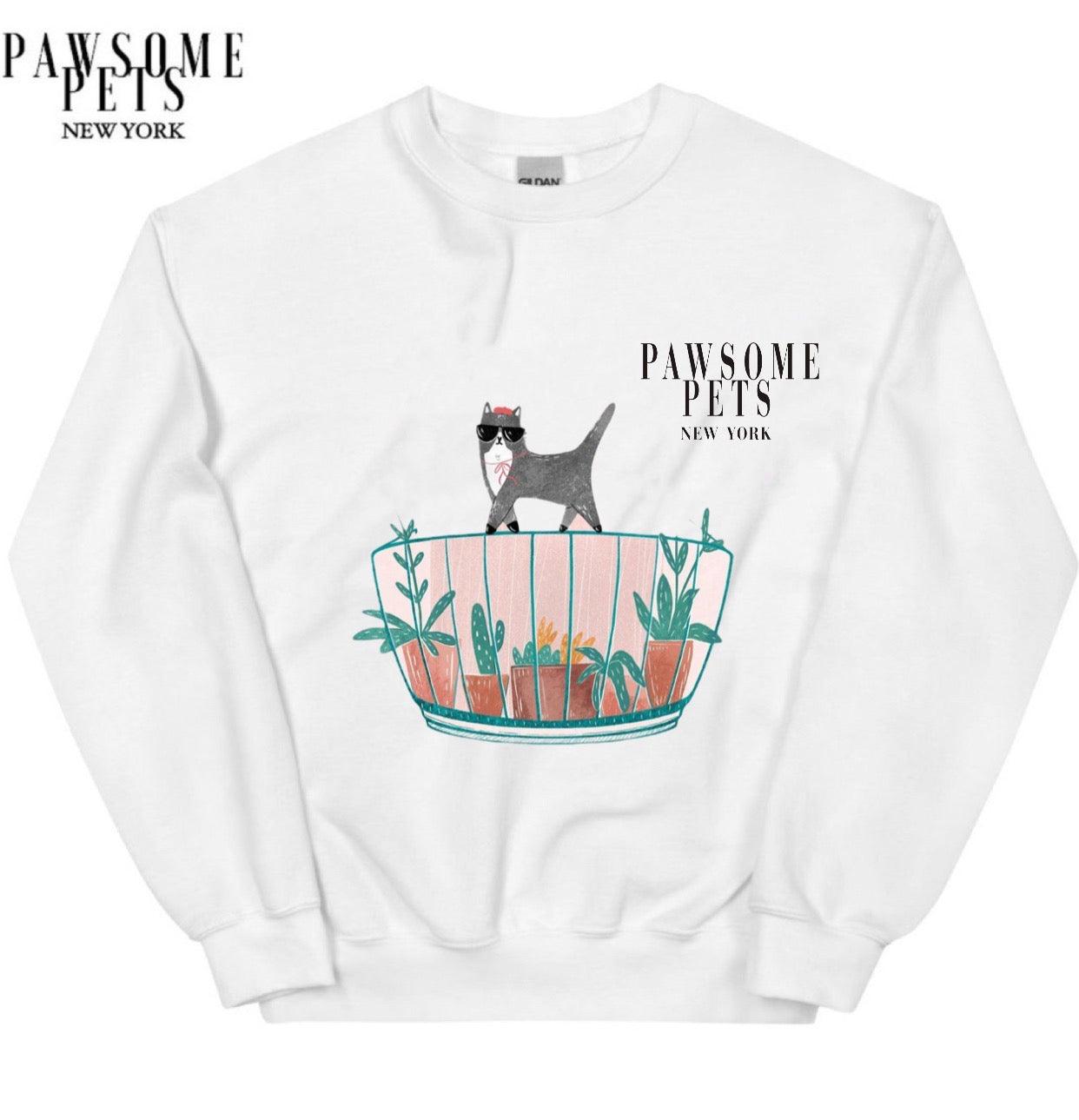 SWEATSHIRT - CAT WITH PLANTS - Dulces Mascotas BCN