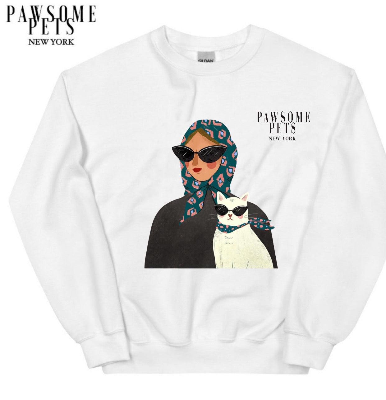 SWEATSHIRT - FASHION WITH CAT - DARK GREEN - Dulces Mascotas BCN