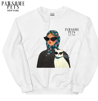 SWEATSHIRT - FASHION WITH CAT - DARK GREEN - Dulces Mascotas BCN
