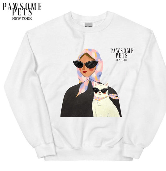 SWEATSHIRT - FASHION WITH CAT - LIGHT PINK - Dulces Mascotas BCN