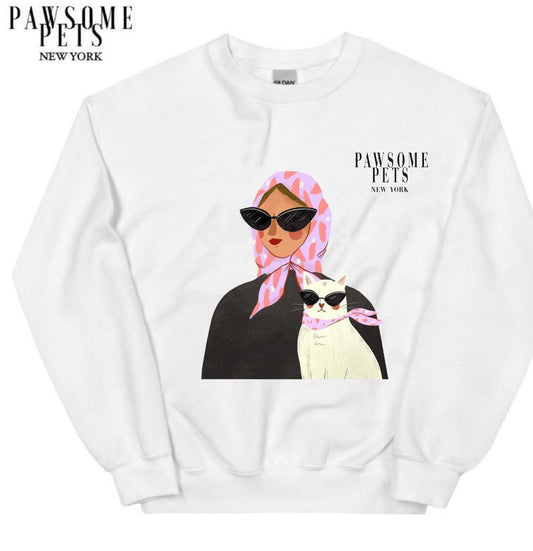 SWEATSHIRT - FASHION WITH CAT - PINK - Dulces Mascotas BCN