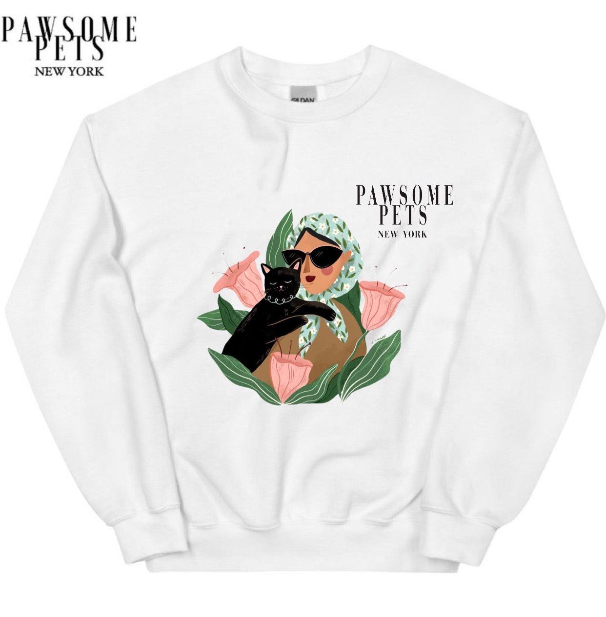 SWEATSHIRT - LADY WITH BLACK CAT - Dulces Mascotas BCN