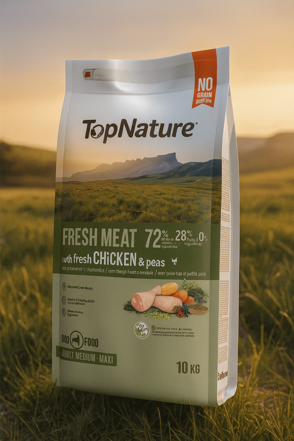 ✨ TopNature Fresh Meat Pollo y Guisantes – 10 kg - Dulces Mascotas BCN