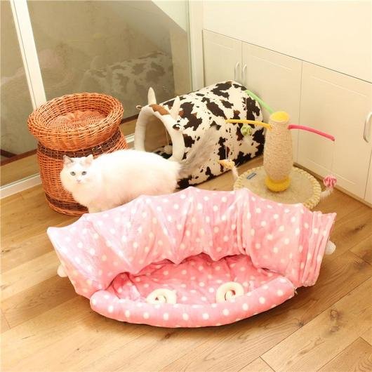 Túnel de Juego y Cama Acolchada para Gatos - Dulces Mascotas BCN