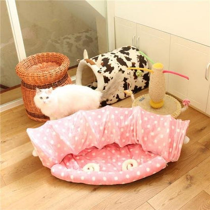 Túnel de Juego y Cama Acolchada para Gatos - Dulces Mascotas BCN
