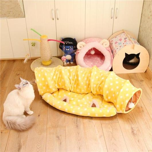 Túnel de Juego y Cama Acolchada para Gatos - Dulces Mascotas BCN